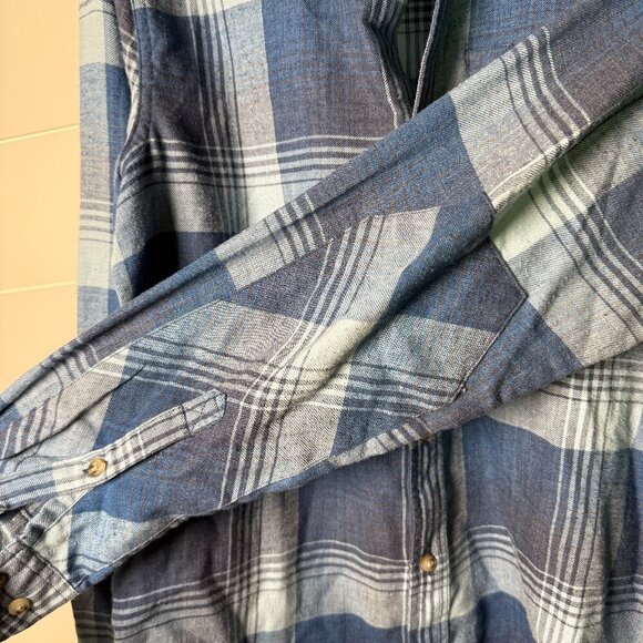 Toad & Co Men's Medium Shirt Blue Flannel Plaid Button - Picture 6 of 12